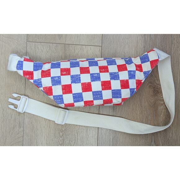 Mad Love Belt Bag Red Blue Checkered Crossbody Fanny Pack Festival  Streetwear - Picture 6 of 11